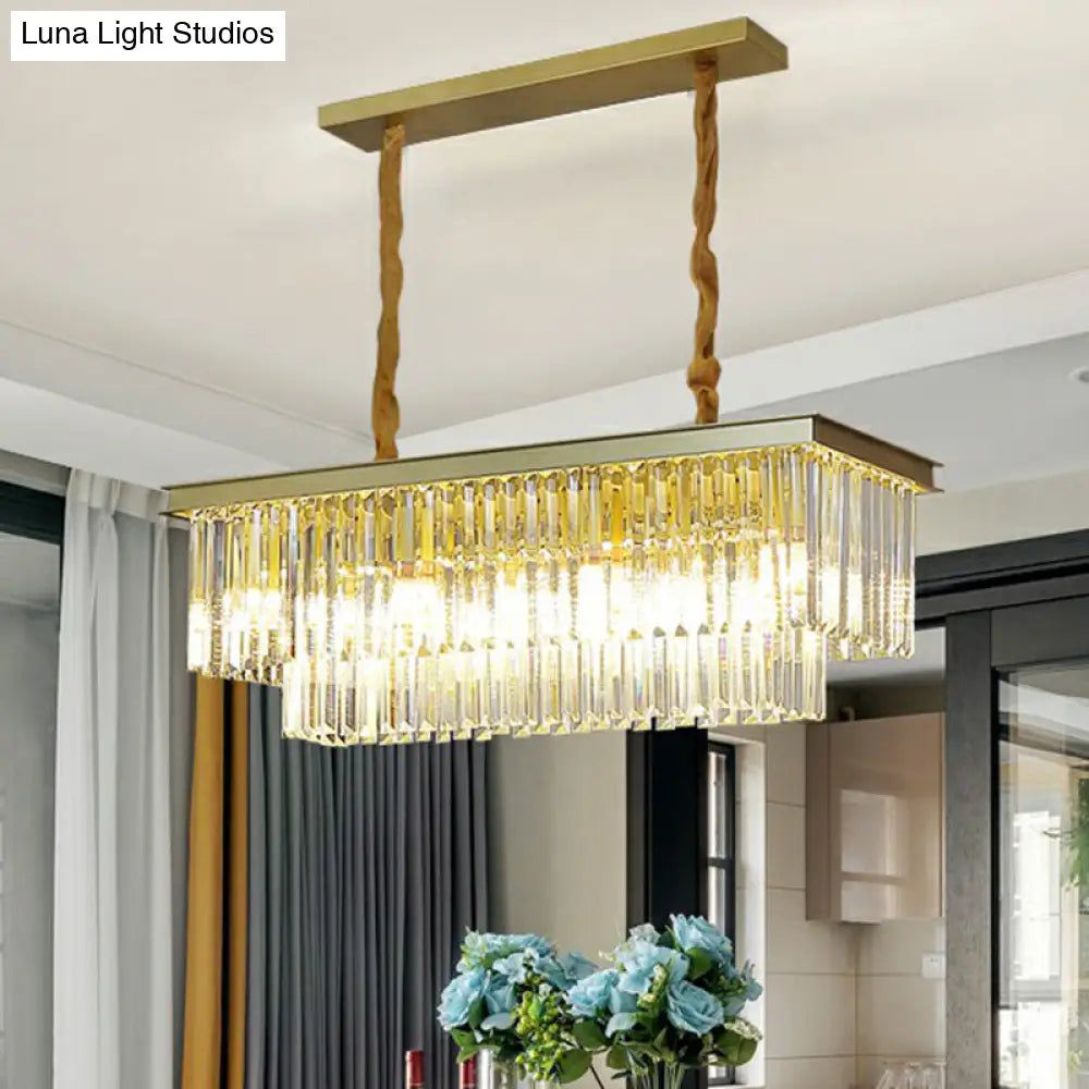 DecorBites™ Minimalist Prismatic Crystal Restaurant Pendant Light - Rectangular Island