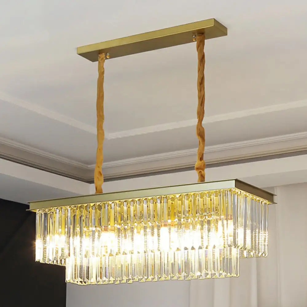 DecorBites™ Minimalist Prismatic Crystal Restaurant Pendant Light - Rectangular Island