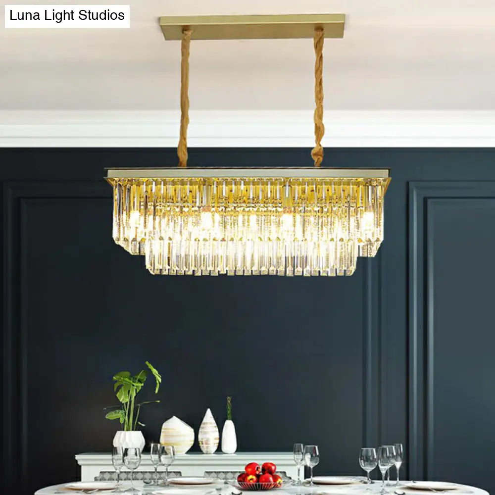 DecorBites™ Minimalist Prismatic Crystal Restaurant Pendant Light - Rectangular Island