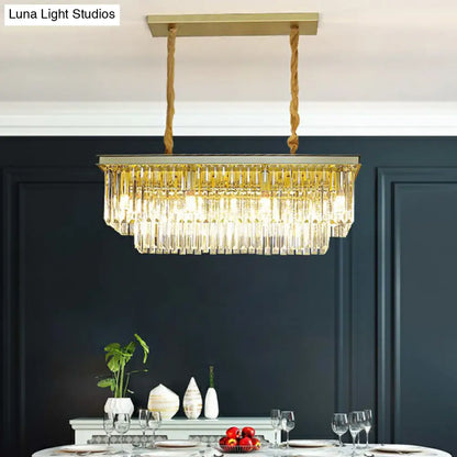 DecorBites™ Minimalist Prismatic Crystal Restaurant Pendant Light - Rectangular Island