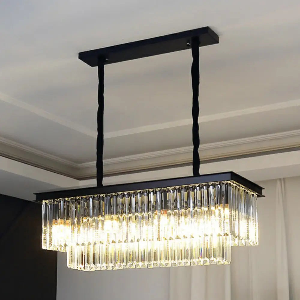 DecorBites™ Minimalist Prismatic Crystal Restaurant Pendant Light - Rectangular Island