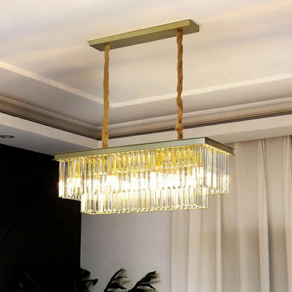 DecorBites™ Minimalist Prismatic Crystal Restaurant Pendant Light - Rectangular Island
