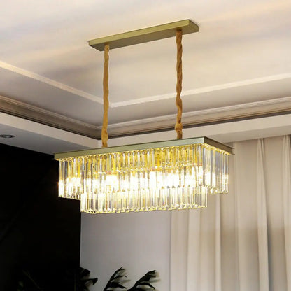 DecorBites™ Minimalist Prismatic Crystal Restaurant Pendant Light - Rectangular Island