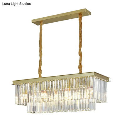 DecorBites™ Minimalist Prismatic Crystal Restaurant Pendant Light - Rectangular Island