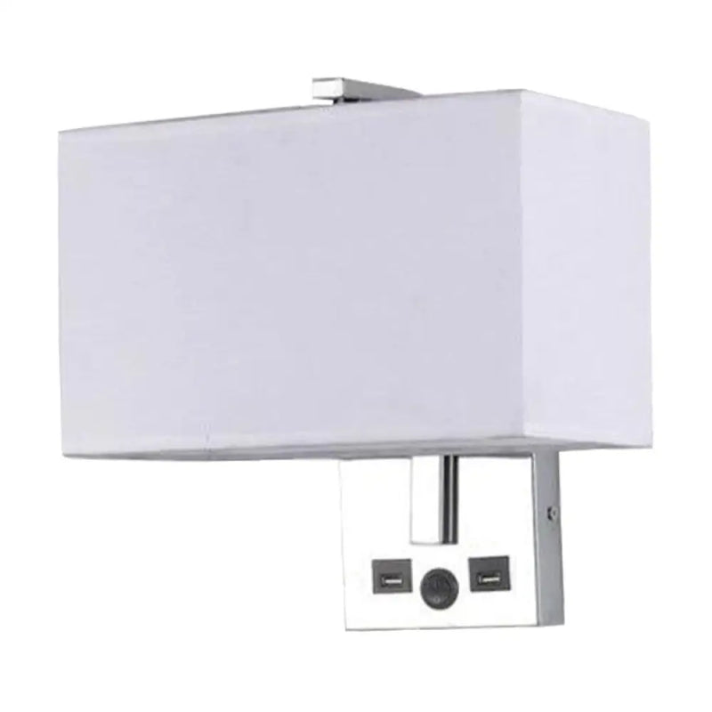DecorBites™ Minimalist Rectangle Wall Light Kit with USB Port - Single-Bulb Beige/Black/White Fabric Lamp