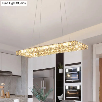 DecorBites™ Minimalist Rectangular LED Island Pendant Light with Clear K9 Crystal accents for Restaurants