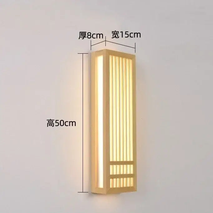 Minimalist rectangular led wood wall lamp for bedroom living room