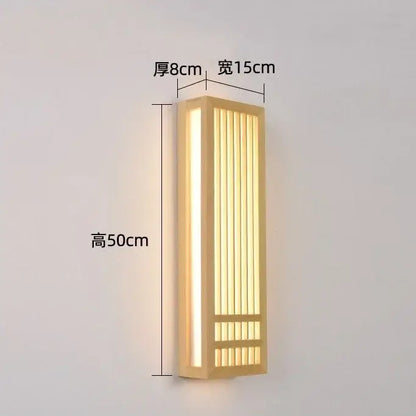 Minimalist rectangular led wood wall lamp for bedroom living room