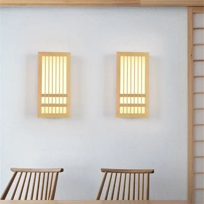 Minimalist rectangular led wood wall lamp for bedroom living room