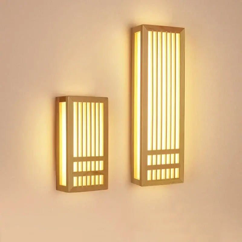 Minimalist rectangular led wood wall lamp for bedroom living room