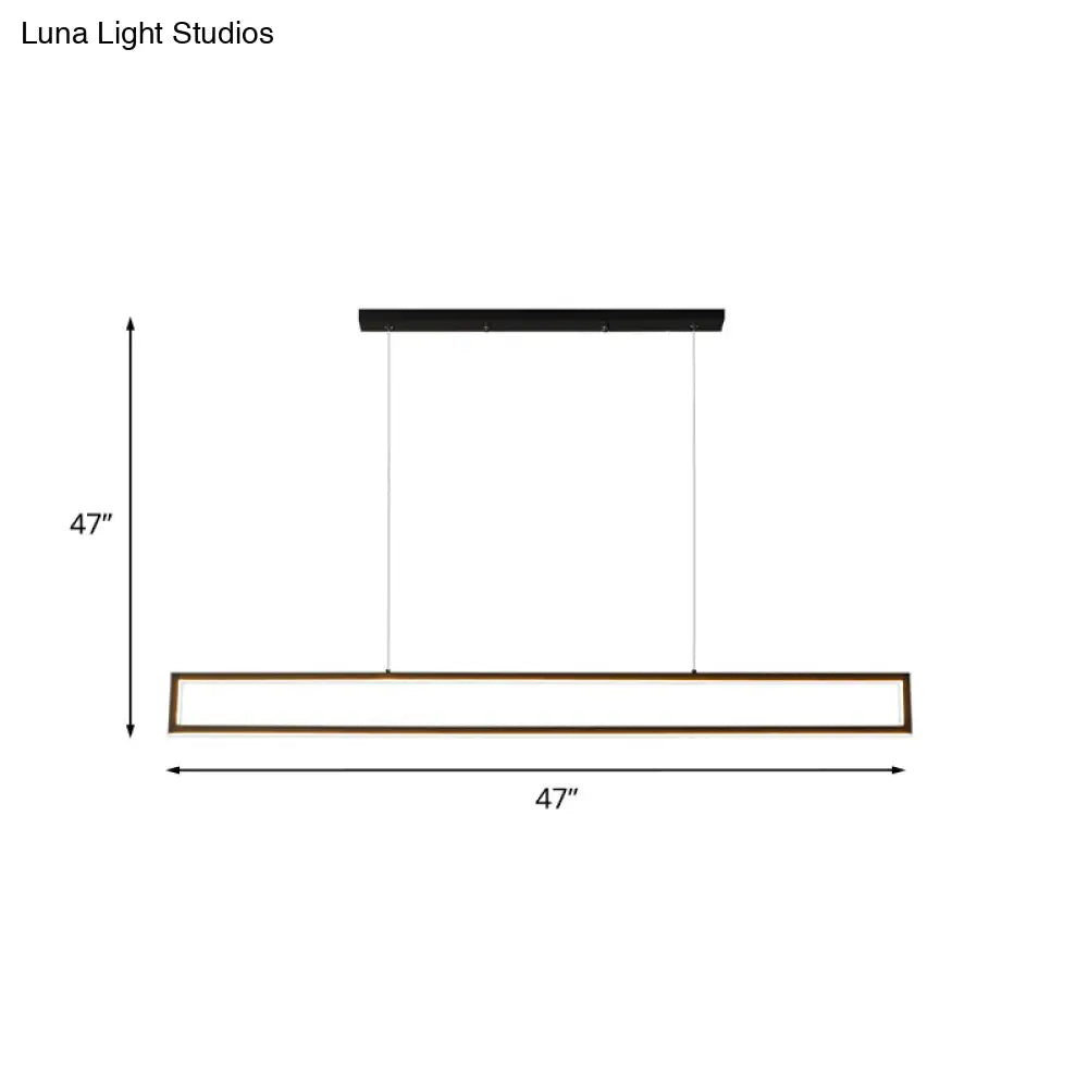 DecorBites™ Minimalist Rectangular Metal LED Pendant Lamp for Dining Room: White/Warm Light, 39"/47" Long
