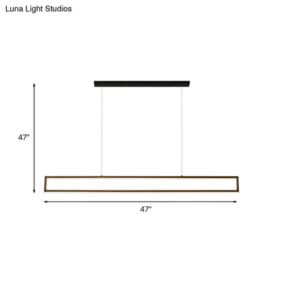 DecorBites™ Minimalist Rectangular Metal LED Pendant Lamp for Dining Room: White/Warm Light, 39"/47" Long