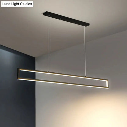 DecorBites™ Minimalist Rectangular Metal LED Pendant Lamp for Dining Room: White/Warm Light, 39"/47" Long