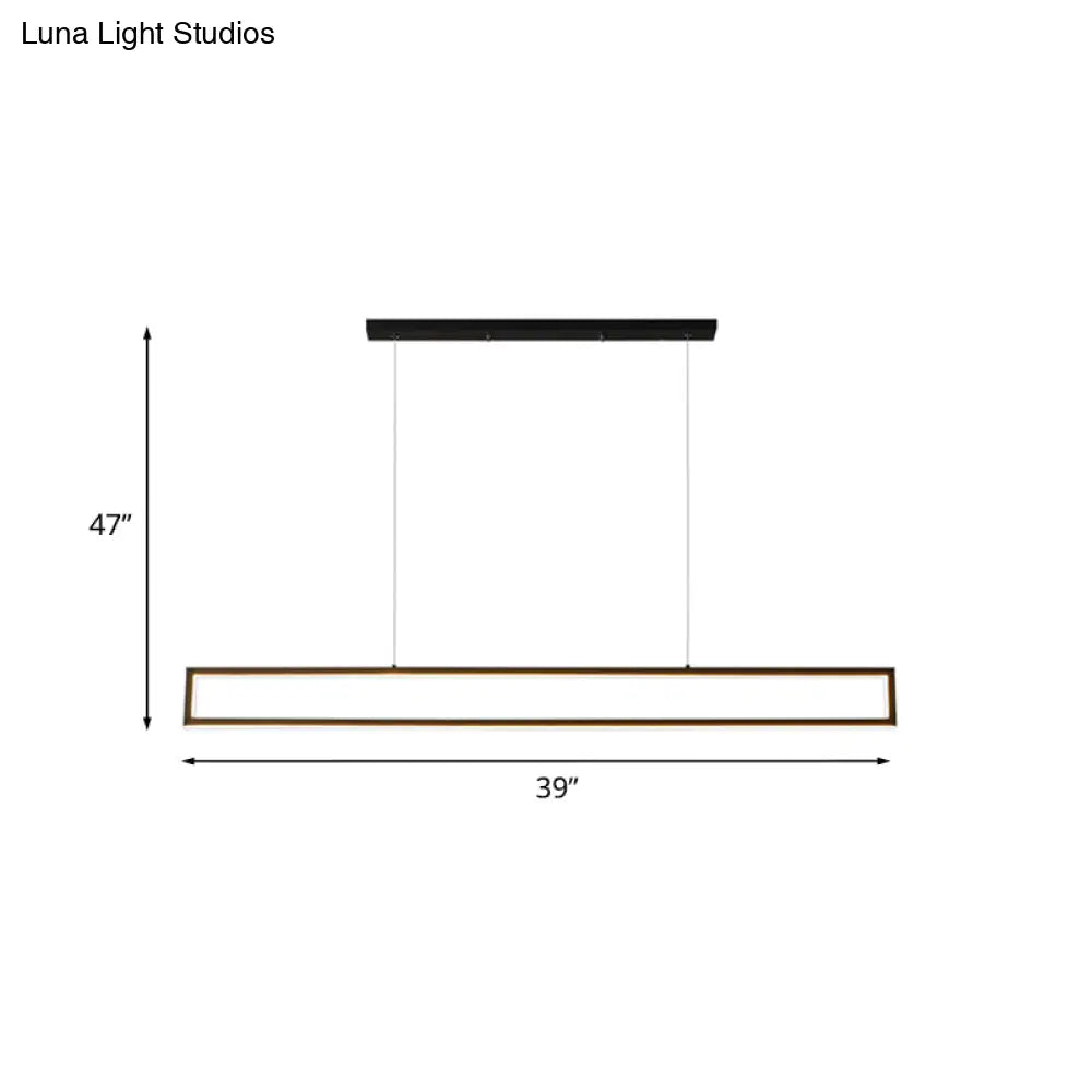 DecorBites™ Minimalist Rectangular Metal LED Pendant Lamp for Dining Room: White/Warm Light, 39"/47" Long