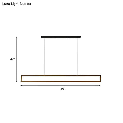 DecorBites™ Minimalist Rectangular Metal LED Pendant Lamp for Dining Room: White/Warm Light, 39"/47" Long