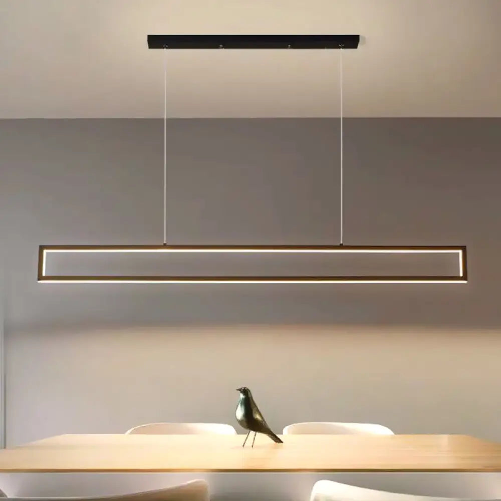 DecorBites™ Minimalist Rectangular Metal LED Pendant Lamp for Dining Room: White/Warm Light, 39"/47" Long