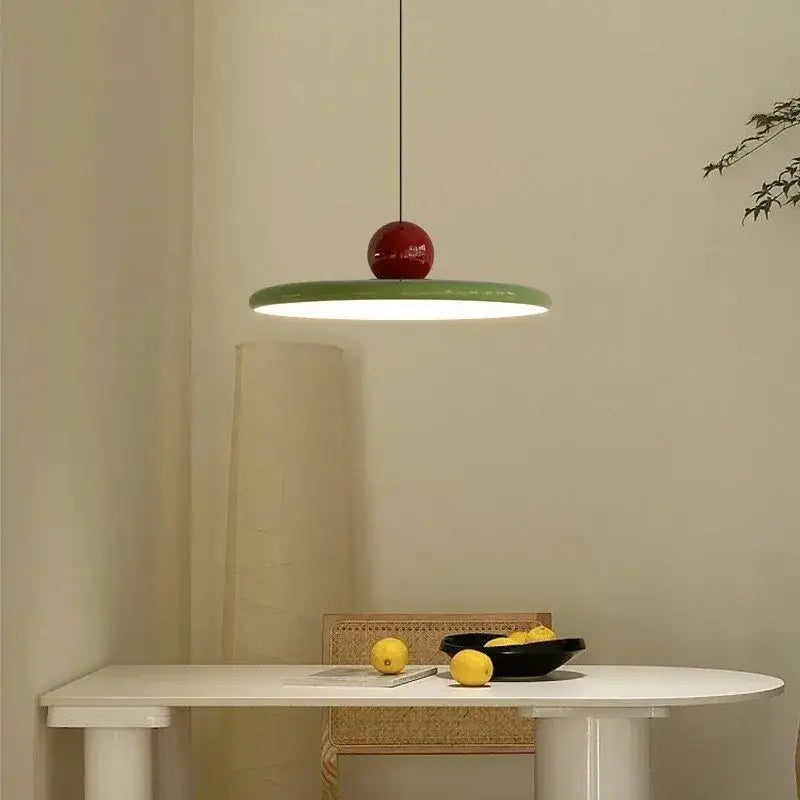 Minimalist red cream iron art pendant light for bedroom