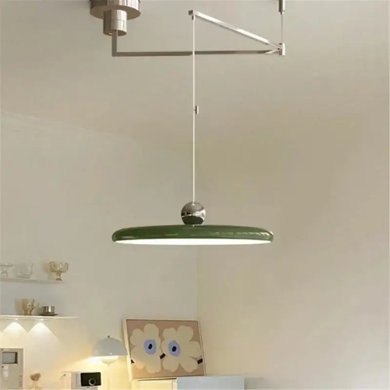 Minimalist red cream iron art pendant light for bedroom