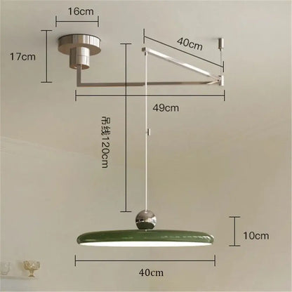 Minimalist red cream iron art pendant light for bedroom