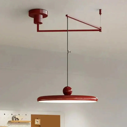 Minimalist red cream iron art pendant light for bedroom