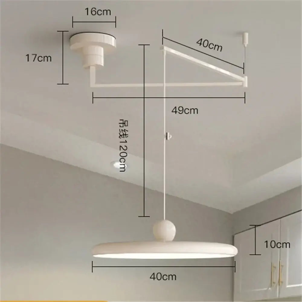 Minimalist red cream iron art pendant light for bedroom