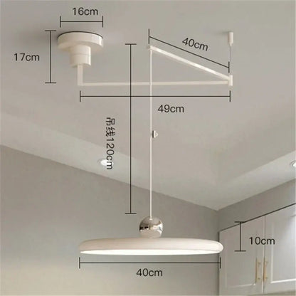 Minimalist red cream iron art pendant light for bedroom
