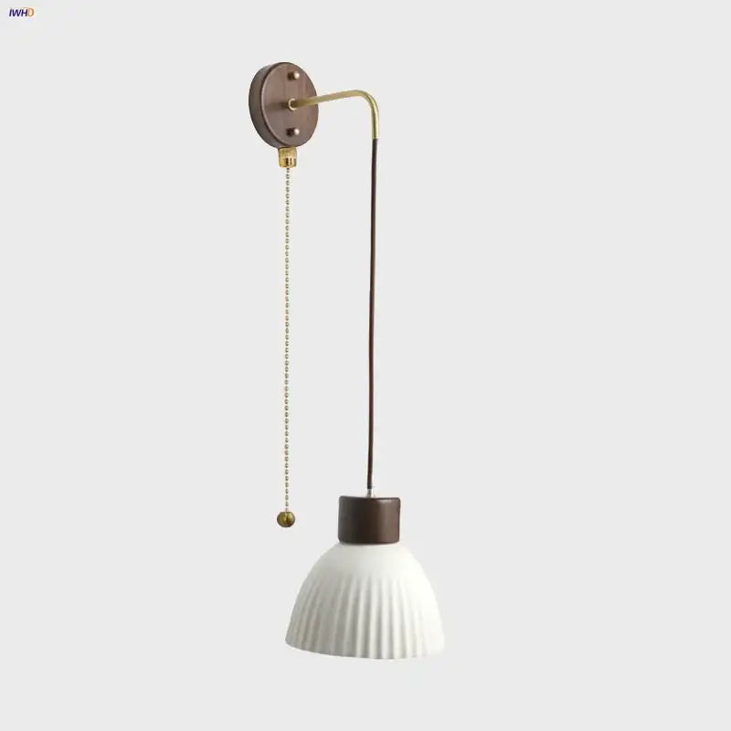 Minimalist ribbed ceramic led wall lamp bedroom wood decor