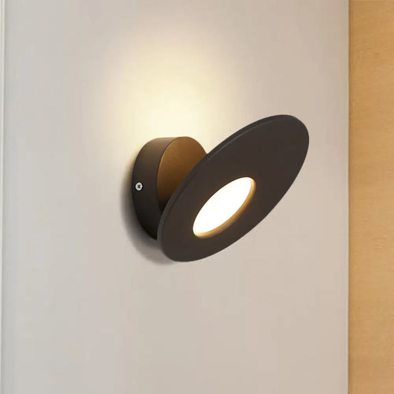 DecorBites™ Minimalist Round Acrylic Wall Sconce with Integrated LED for Bedroom - Black/White