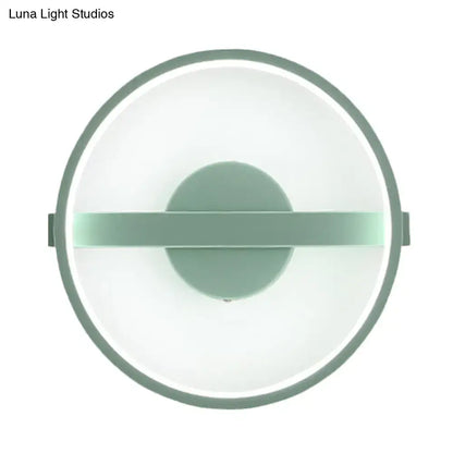 Minimalist sage green led wall lamp bedroom white warm light