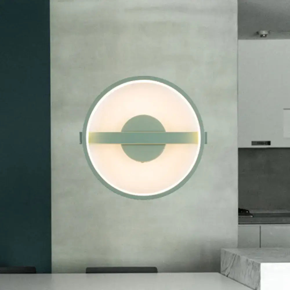Minimalist sage green led wall lamp bedroom white warm light