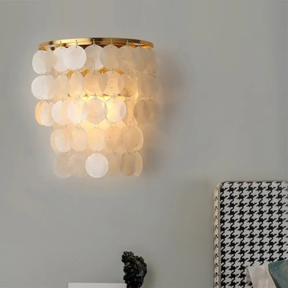Minimalist shell white waterfall light fixture living room sconce