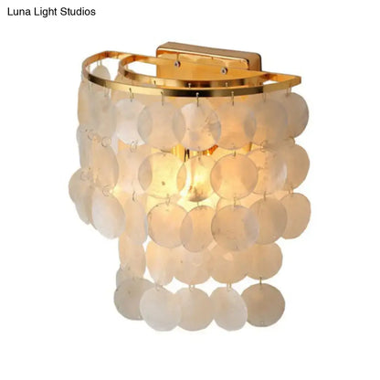 Minimalist shell white waterfall light fixture living room sconce
