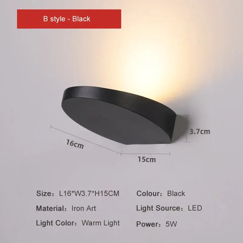 Minimalist silver & black led wall lamp for bedroom
