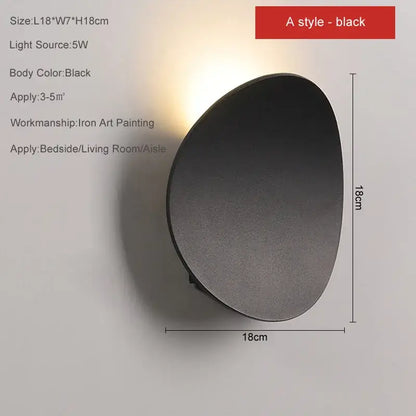 Minimalist silver & black led wall lamp for bedroom