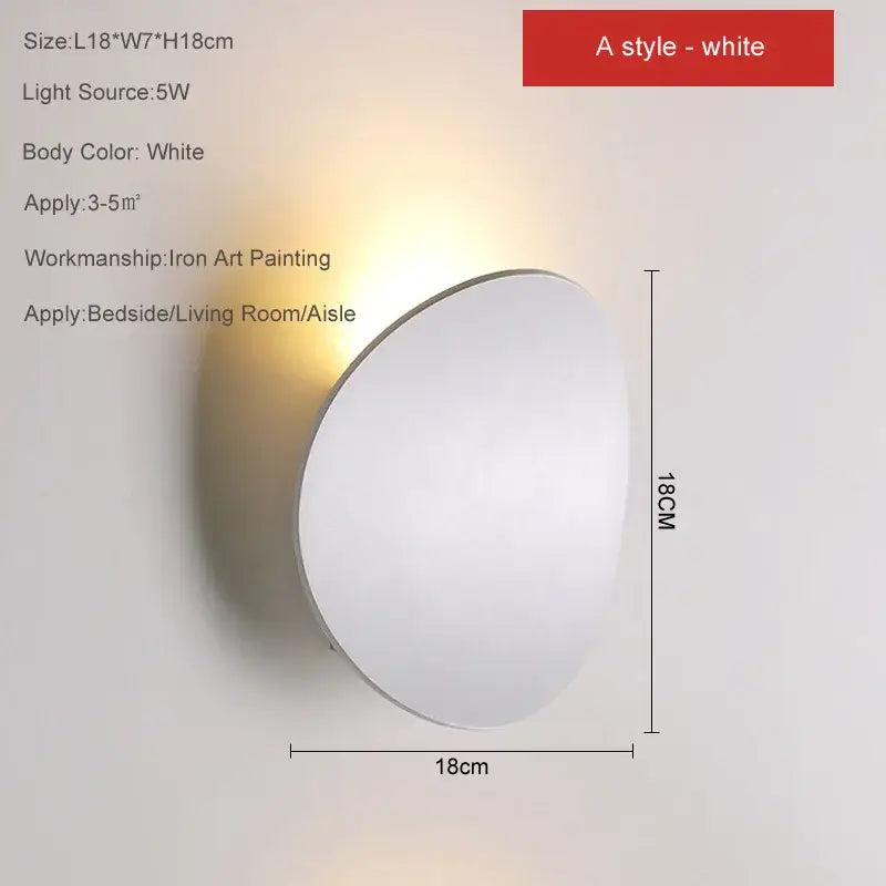 Minimalist silver & black led wall lamp for bedroom