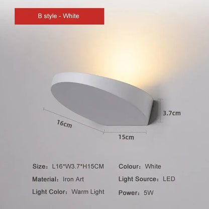 Minimalist silver & black led wall lamp for bedroom