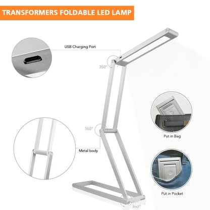 Minimalist silver foldable dimmable led desk lamp study room