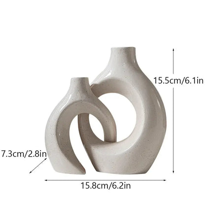 Minimalist speckled off-white ceramic donut candle holder dining room