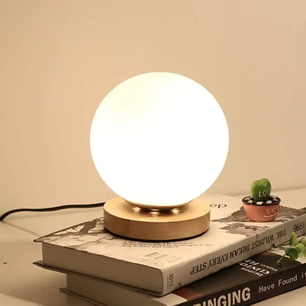 Minimalist sphere and cube glass ball table lamp bedroom light