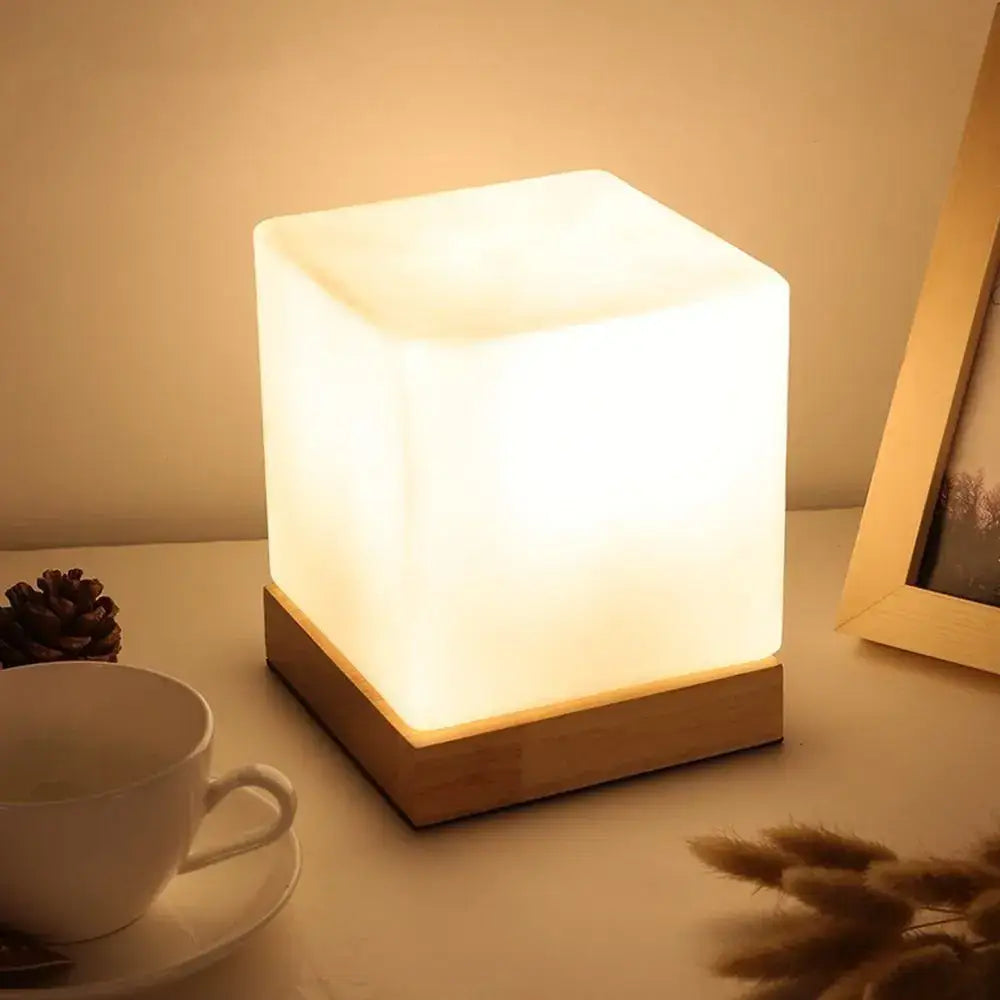 Minimalist sphere and cube glass ball table lamp bedroom light