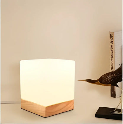 Minimalist sphere and cube glass ball table lamp bedroom light