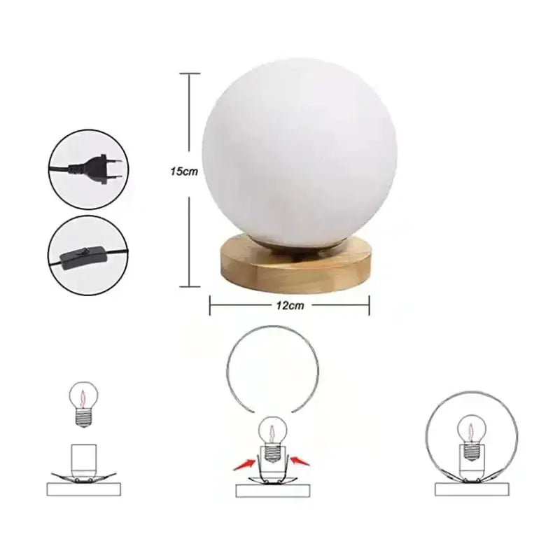 Minimalist sphere and cube glass ball table lamp bedroom light
