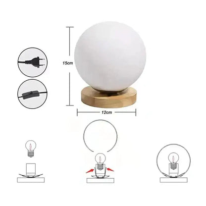 Minimalist sphere and cube glass ball table lamp bedroom light