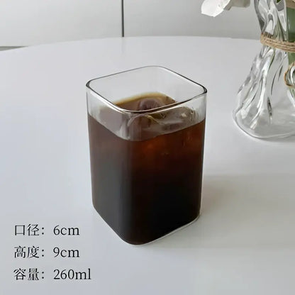 Minimalist square glass juice cup kitchen drinkware