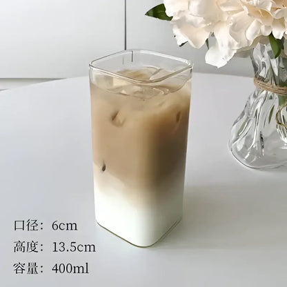 Minimalist square glass juice cup kitchen drinkware