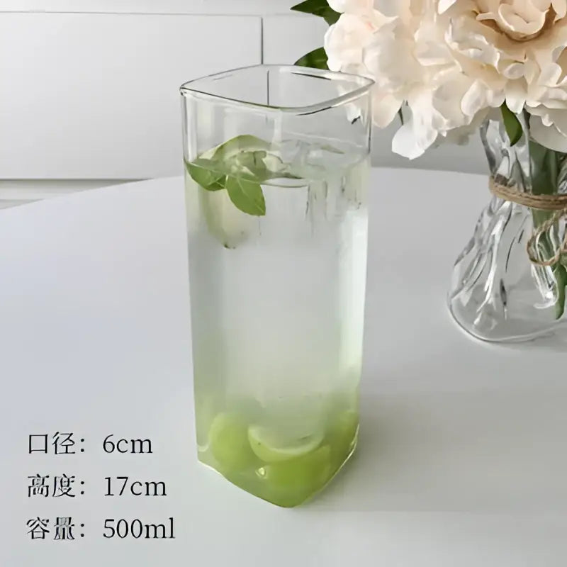Minimalist square glass juice cup kitchen drinkware