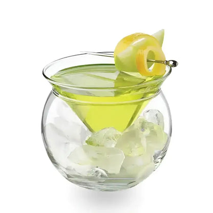 Minimalist stemless martini chiller glass for dining room entertaining
