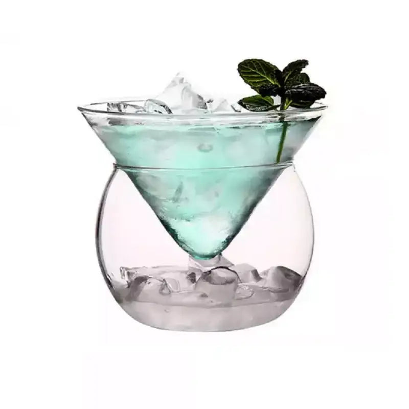 Minimalist stemless martini chiller glass for dining room entertaining