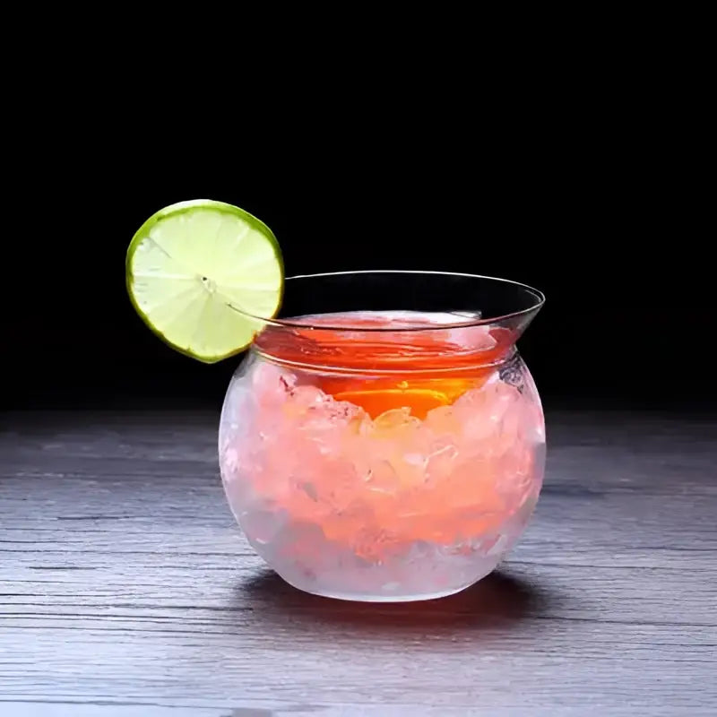 Minimalist stemless martini chiller glass for dining room entertaining
