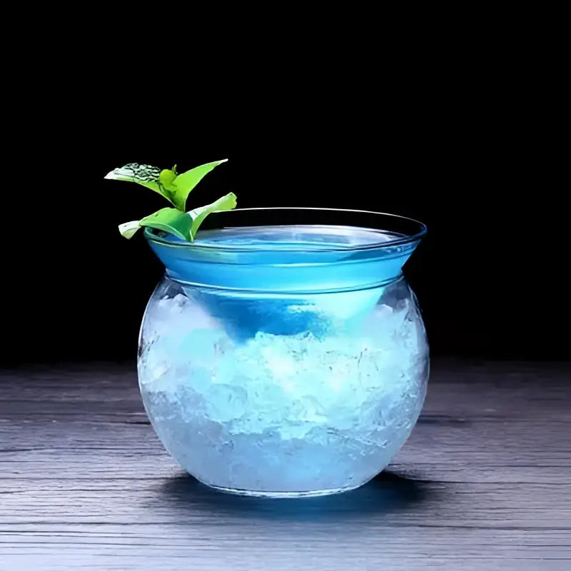 Minimalist stemless martini chiller glass for dining room entertaining